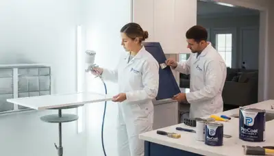 Cabinet painting service in Worcester, MA for a kitchen with durable, professional finish