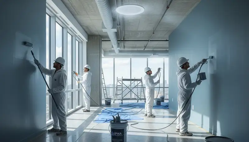 Commercial painting crew serving Worcester, MA for durable business property finishes