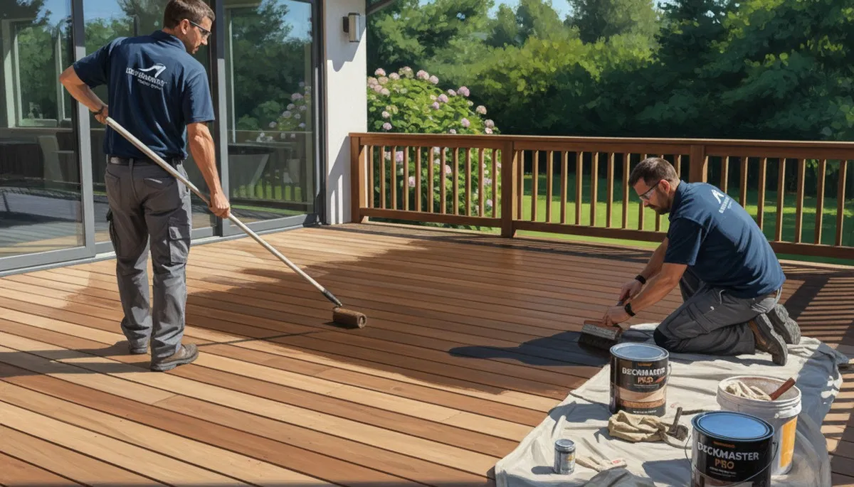 Worcester, MA deck staining service by Worcester Paint Pros protecting wood decks from weather